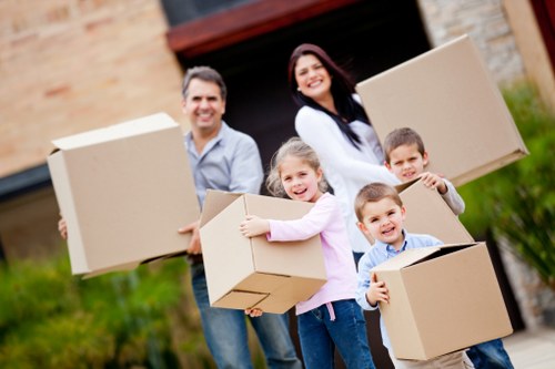Professional removal van service in Lambeth with moving boxes