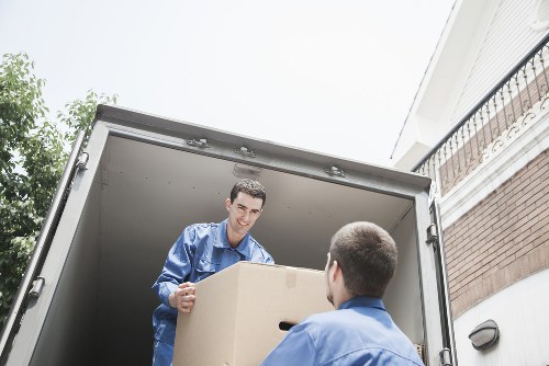 Professional movers handling business equipment during a Lambeth relocation