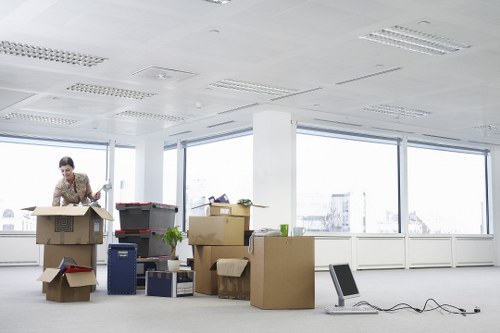 Professional movers handling office relocation logistics