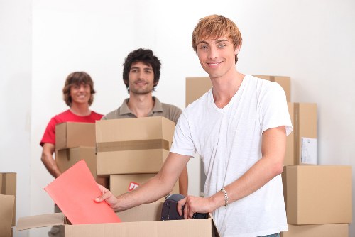 Packed boxes ready for relocation in Lambeth